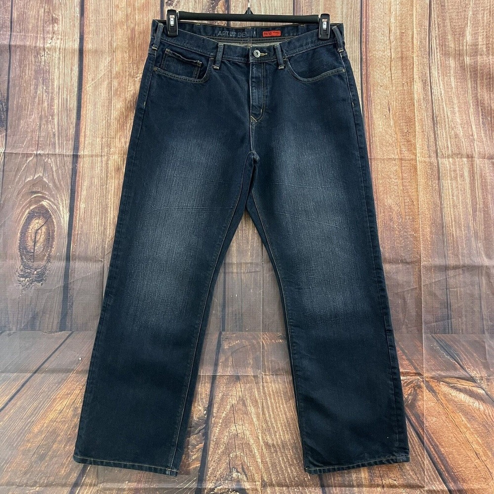 Apt 9 Denim Jeans Mens Size 38x32 Blue Straight Fit Dark Wash Denim
